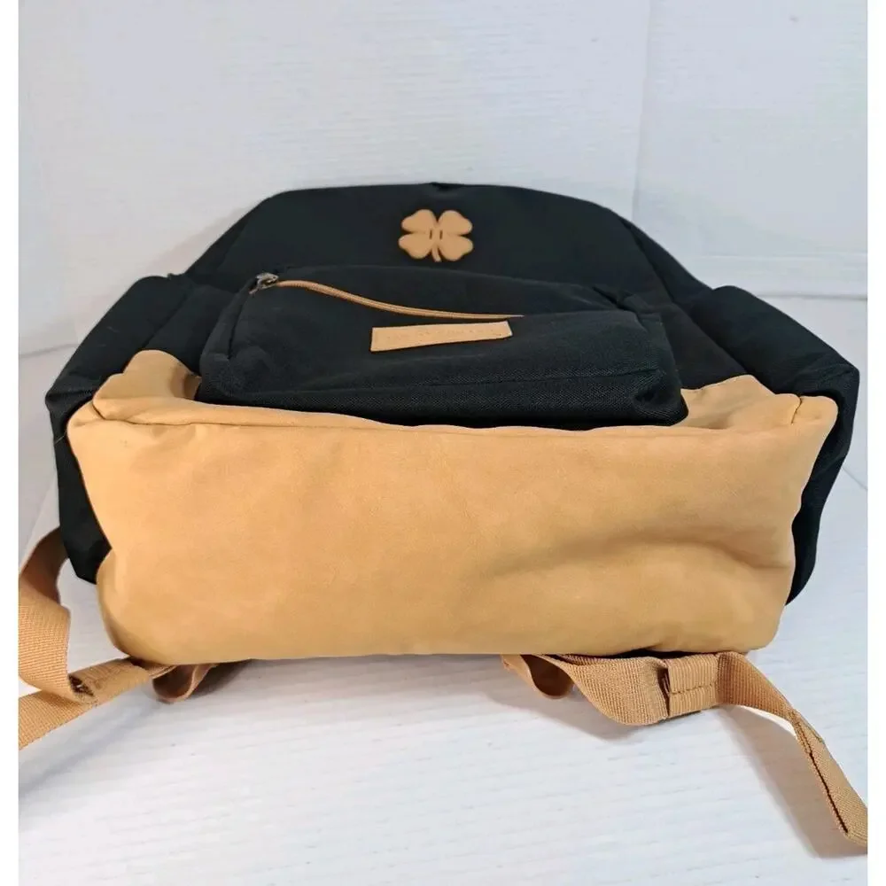 Lucky Brand Unisex Backpack Bag Gray Brown Canvas Leather Fortune Padded 17